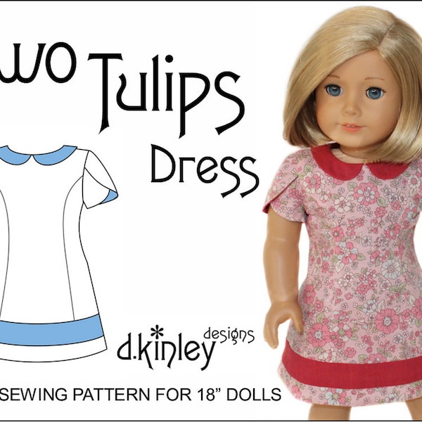 Zwei Tulpen Kleid 18 Zoll Puppenkleidung Schnittmuster passend für Puppen wie American Girl® - DKinley Designs - PDF - Pixie Faire