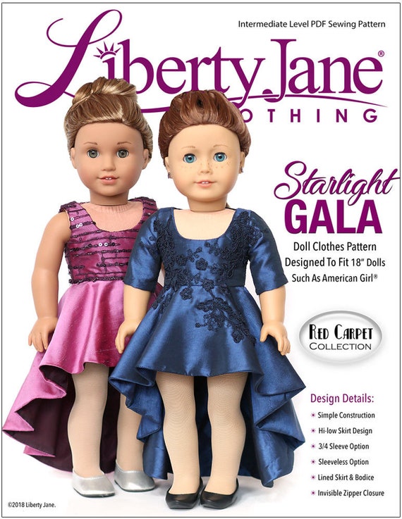 Starlight Gala 18 Inch Doll Clothes Pattern Fits Dolls Such as