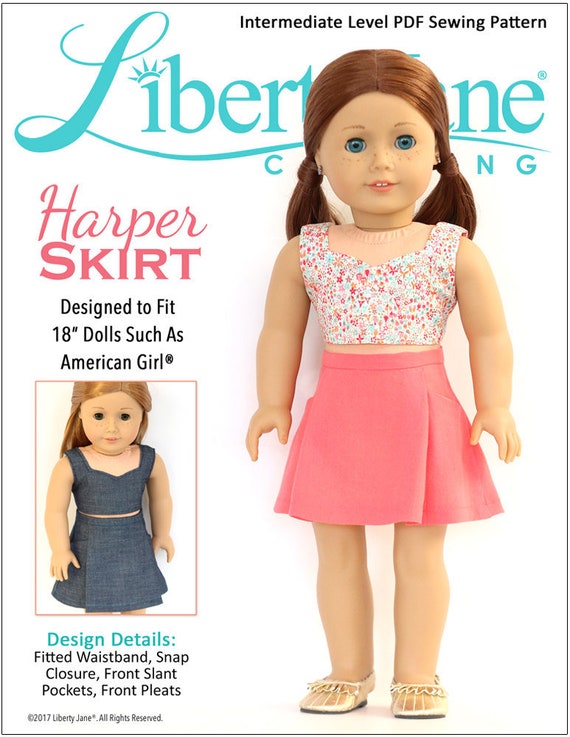 Pixie Faire Liberty Jane Harper Skirt Doll Clothes Pattern | Etsy