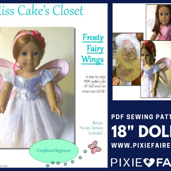 Frosty Fairy Wings 18 inch Doll Clothes Accessory Pattern Fits Dolls such as American Girl® - Miss Cake's Closet - PDF - Pixie Faire