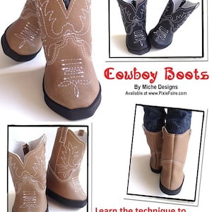 Cowboy Boots 18 Inch Doll Clothes Shoe Pattern Fits Popular 18 Dolls Miche Designs PDF Pixie