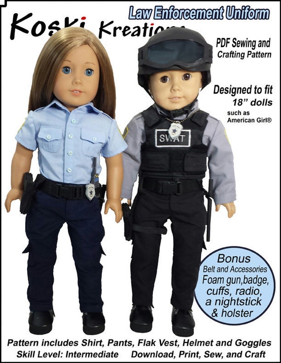 Law Enforcement Uniform 18 Inch Doll Clothes Pattern Designed to Fit Dolls  Such as American Girl® Koski Kreations PDF Pixie Faire 