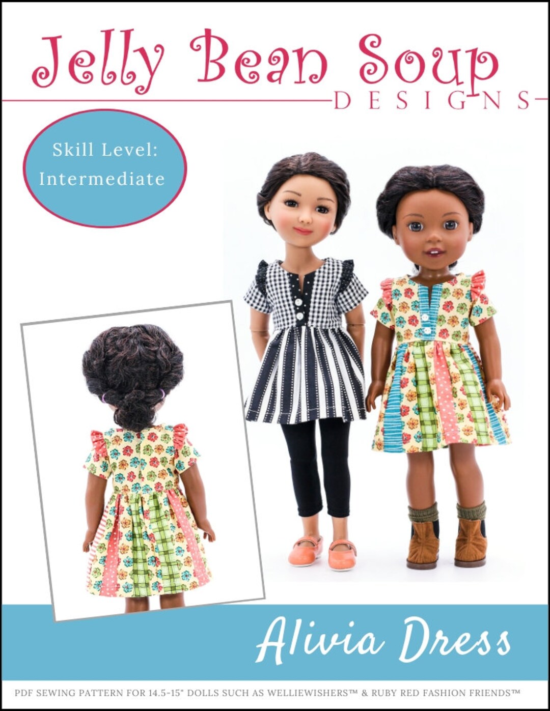 Alivia Dress 14.5 15 Inch Doll Clothes Pattern Fits Popular 18" Dolls