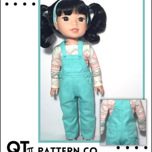 Oh My Gosh Overalls 14.5 inch Doll Clothes Pattern Fits dolls such as WellieWishers™ - QT Pi Pattern Co - PDF - Pixie Faire