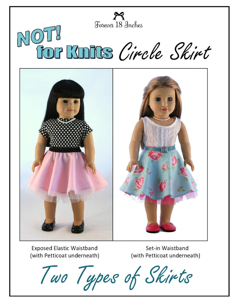 NOT for Knits Circle Skirt 18 inch Doll Clothes Pattern Fits Dolls such as American Girl® Forever 18 Inches PDF Pixie Faire image 3