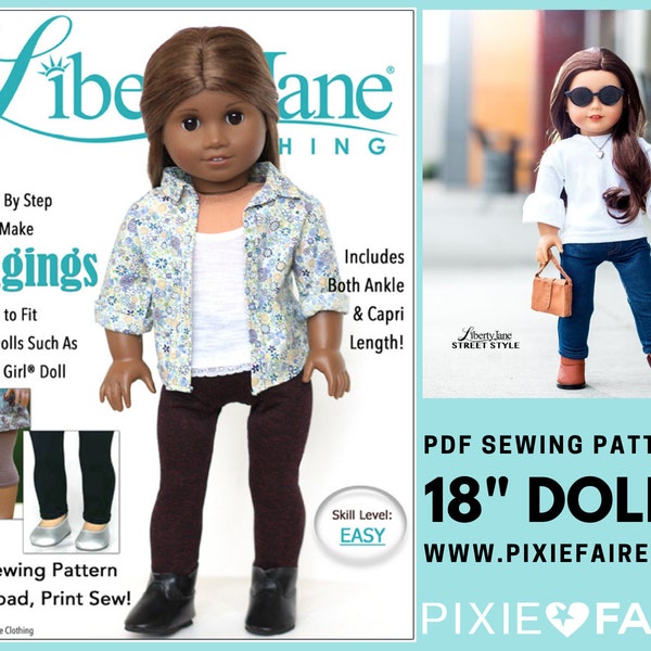 Capri & Ankle Length Leggings 18 inch Doll Clothes Pattern Fits Dolls such as American Girl® - Liberty Jane - PDF - Pixie Faire
