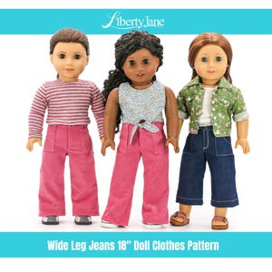 Modello di vestiti per bambole da 18 pollici con jeans a gamba larga, adatto alle bambole più popolari da 18 pollici - Liberty Jane - PDF - Pixie Faire