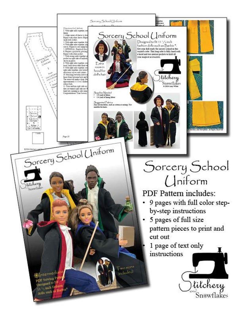 Sorcery School Uniform Doll Clothes Pattern for 11-12