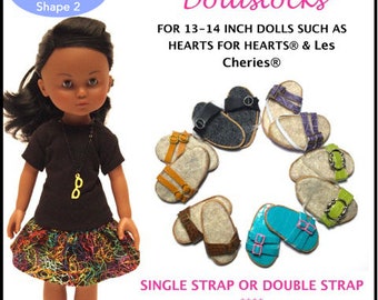 Dollistocks Sandals 13-14 inch Doll Clothes Pattern Fits dolls such as Hearts for Hearts or Les Cheries - QT Pi Pattern Co -PDF- Pixie Faire