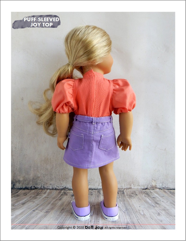 Puff-Sleeved Joy Top 18 inch Doll Clothes Pattern Fits Dolls Such as American Girl® Doll Joy PDF Pixie Faire image 3