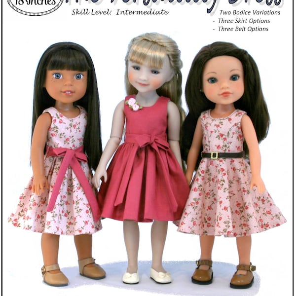 Versatility Dress 14-15 inch Doll Clothes Pattern Fits Dolls such as WellieWishers™, RRFF, or H4H - Forever 18 Inches - PDF - Pixie Faire