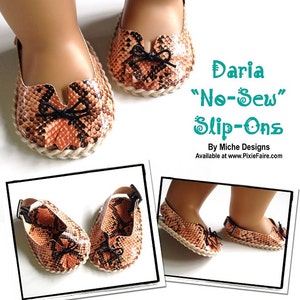 Daria Slip-Ons 18 pouces Doll Clothes Shoe Pattern Fits Dolls such as American Girl® Miche Designs PDF Pixie Faire image 3