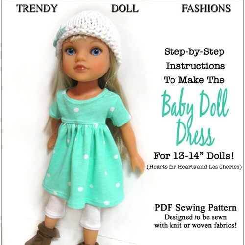 Baby Doll Dress 1314 Inch Doll Clothes Pattern Fits Hearts Etsy