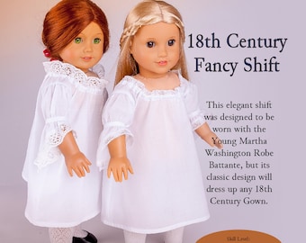 18th Century Fancy Shift 18 inch Doll Clothes Pattern Fits Popular 18" Dolls - Thimbles and Acorns - PDF - Pixie Faire