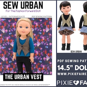The Urban Vest 14.5 inch Doll Clothes Pattern Instant Download - Sew Urban - PDF - Pixie Faire