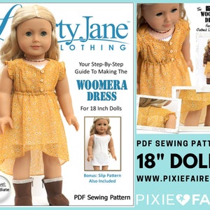 Woomera Dress 18 inch Doll Clothes Pattern Fits Popular 18" Dolls - Liberty Jane - PDF - Pixie Faire