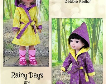 Rainy Days are Fun Days inch Doll Clothes Pattern Instant Download  Little Miss Muffett PDF Pixie Faire