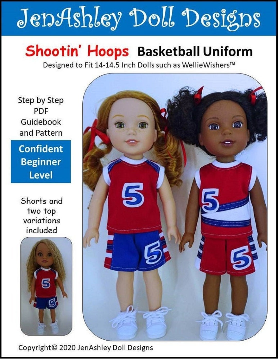 Dress Along Dolly Basketball Uniform Outfit for American Girl & 18 Dolls (8 Piece Set) - Includes Doll Clothes & Accessories