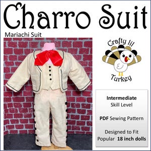 Charro Suit 18 Zoll Puppenkleidung Schnittmuster für beliebte 18 Zoll Puppen - Crafty Lil Turkei -PDF- Pixie Faire