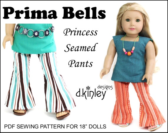 Prima Bells Princess Seamed Pants 18 Inch Doll Clothes Pattern