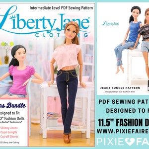 Jeans Bundle 11.5 inch Doll Clothes Pattern Fits 11 1/2” Fashion Doll  - Liberty Jane - PDF - Pixie Faire