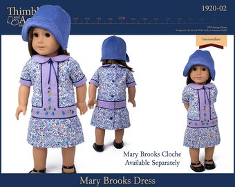 Mary Brooks Dress 18 inch Doll Clothes Pattern Fits Popular 18" Dolls - Thimbles and Acorns - PDF - Pixie Faire