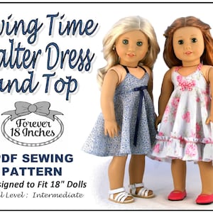 Swing Time Halter Dress and Top 18 inch Doll Clothes Pattern Fits Popular 18&quot; Dolls - Forever 18 Inches - PDF - Pixie Faire