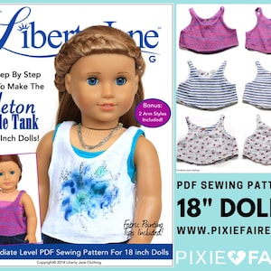 Peleton Muscle Tank Top 18 inch Doll Clothes Pattern Fits Popular 18" Dolls - Liberty Jane - PDF - Pixie Faire