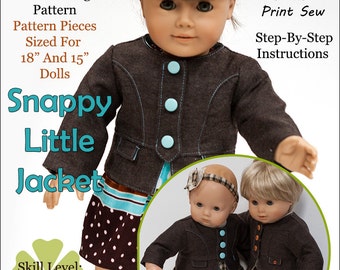 Snappy Little Jacket 2 Size Bundle 15 und 18 Zoll Puppenkleidung Schnittmuster - Originals By Gaby - PDF - Pixie Faire