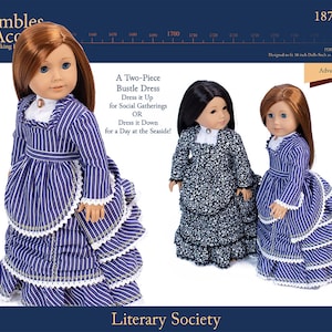 Literary Society Dress 18 inch Doll Clothes Pattern Fits Popular 18&quot; Dolls - Thimbles and Acorns - PDF - Pixie Faire