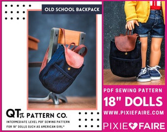 Old School Backpack 18 inch Doll Clothes Accessory Pattern Fits Dolls such as American Girl® - QTπ Pattern Co - PDF - Pixie Faire