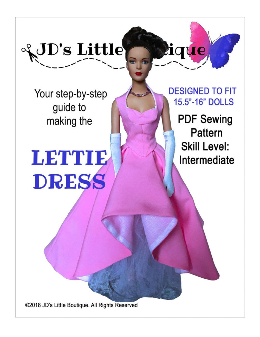 Lettie Dress 15.5 16 Inch Doll Clothes Pattern Fits Fashion Dolls Such as Tonner or Gene Jd s Little Boutique PDF Pixie Faire Etsy Canada