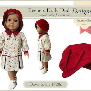 Downtown 1920s 18 inch Doll Clothes Pattern Designed to Fit Popular 18" Dolls - Keepers Dolly Duds - PDF - Pixie Faire