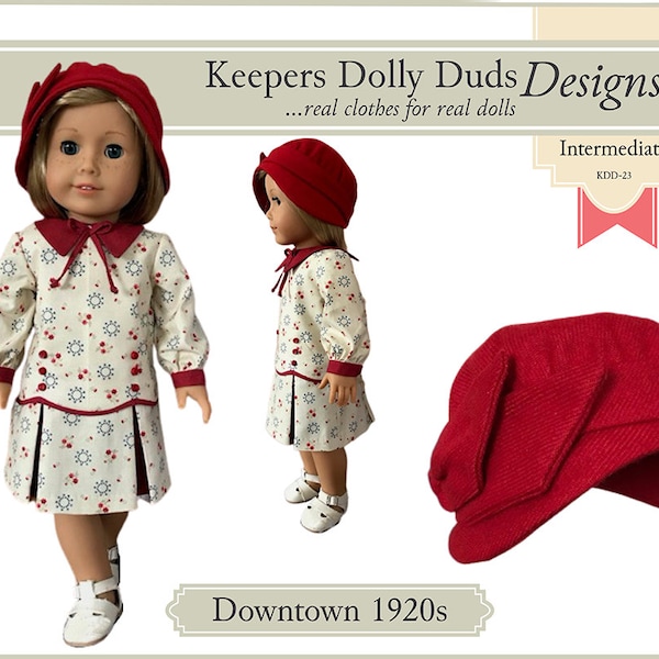 Downtown 1920s 18 inch Doll Clothes Pattern Designed to Fit Dolls such as American Girl® - Keepers Dolly Duds - PDF - Pixie Faire