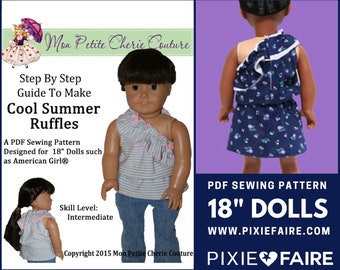 Cool Summer Ruffles 18 inch Doll Clothes Pattern Fits Dolls such as American Girl® - Ma Petite Cherie Couture - PDF - Pixie Faire