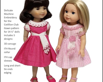 Cotillion Club Machine Embroidery Design - Sized for use with 14.5-15” Dolls - Frog Princess Fashions - Pixie Faire