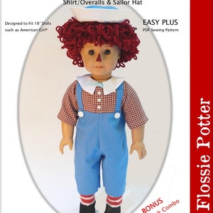 Raggedy Boy Costume 18 inch Doll Clothes Pattern Fits Popular 18&quot; Dolls - Flossie Potter - PDF - Pixie Faire