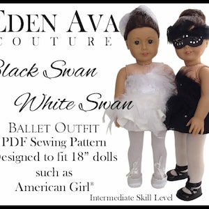 Puede incluir: Un patrón de costura PDF para un traje de ballet para muñecas de 45 cm, como las muñecas American Girl. El patrón incluye un traje de cisne negro y un traje de cisne blanco. El patrón es para un nivel de habilidad intermedio.