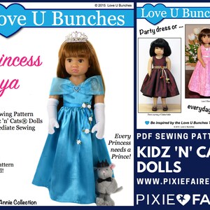 Princess Anya Doll Clothes Pattern Designed to Fit Kidz N Cats® Dolls - Love U Bunches - PDF - Pixie Faire