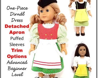 Edelweiss Dress 18 inch Doll Clothes Pattern Fits Dolls such as American Girl® - Frog Princess Fashions - PDF - Pixie Faire