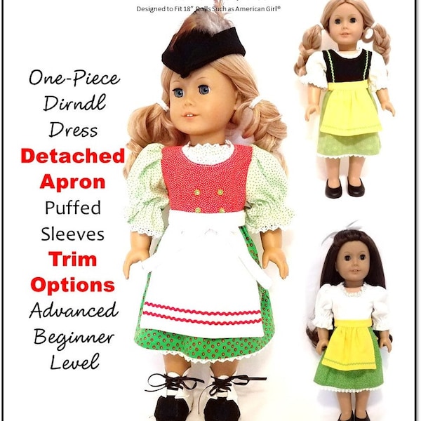 Edelweiss Kleid 18 inch Puppenkleidung Schnittmuster passend für Puppen wie American Girl® - Frog Princess Fashions - PDF - Pixie Faire