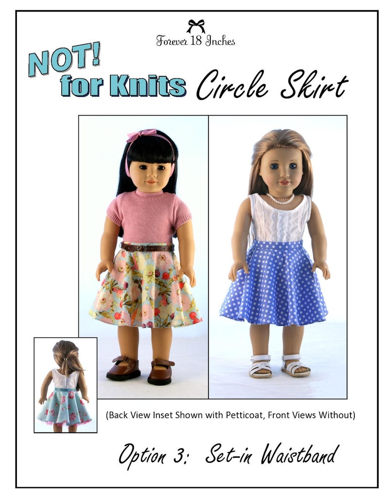 NOT for Knits Circle Skirt 18 inch Doll Clothes Pattern Fits Dolls such as American Girl® Forever 18 Inches PDF Pixie Faire image 4