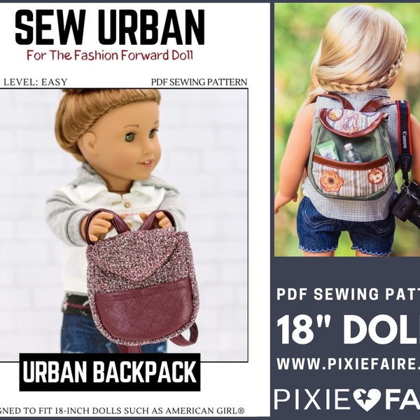 The Urban Backpack 18 inch Doll Clothes Accessory Pattern Fits Dolls such as American Girl® - Sew Urban - PDF - Pixie Faire