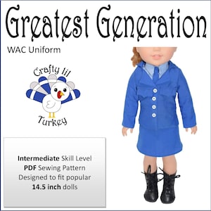 Greatest Generation WAC-uniform 14,5 inch poppenkledingpatroon direct downloaden - Crafty Lil Turkey - pdf - Pixie Faire