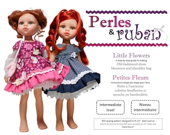 Little Flowers Doll Clothes Pattern for 13" Paola Reina Dolls - Perles & Rubans - PDF - Pixie Faire