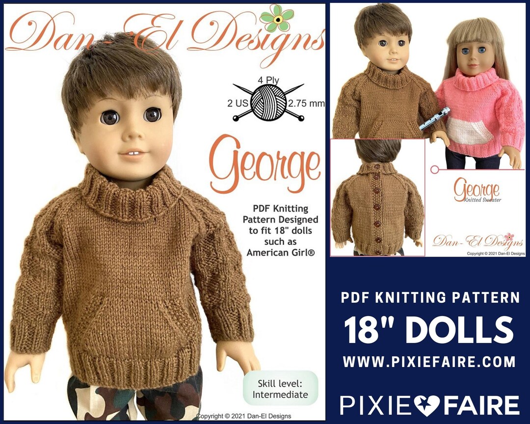 George 18 Inch Doll Clothes Knitting Pattern Fits Popular 18