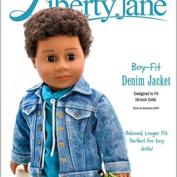 Boy Fit Denim Jacket 18 inch Doll Clothes Pattern Fits Dolls such as American Girl® - Liberty Jane - PDF - Pixie Faire