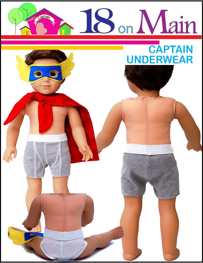 Captain Underwear 18 Inch Boy Doll Clothes Pattern Fits Dolls Such