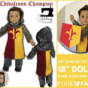 A Chivalrous Champion 18 inch Doll Clothes Pattern Fits Dolls such as American Girl® - Stitchery By Snowflake - PDF - Pixie Faire