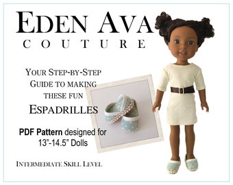 Espadrilles 13-14.5 inch Doll Shoes Pattern Fits Dolls such as LCL, H4H, or WellieWishers™ - Eden Ava Couture - PDF - Pixie Faire